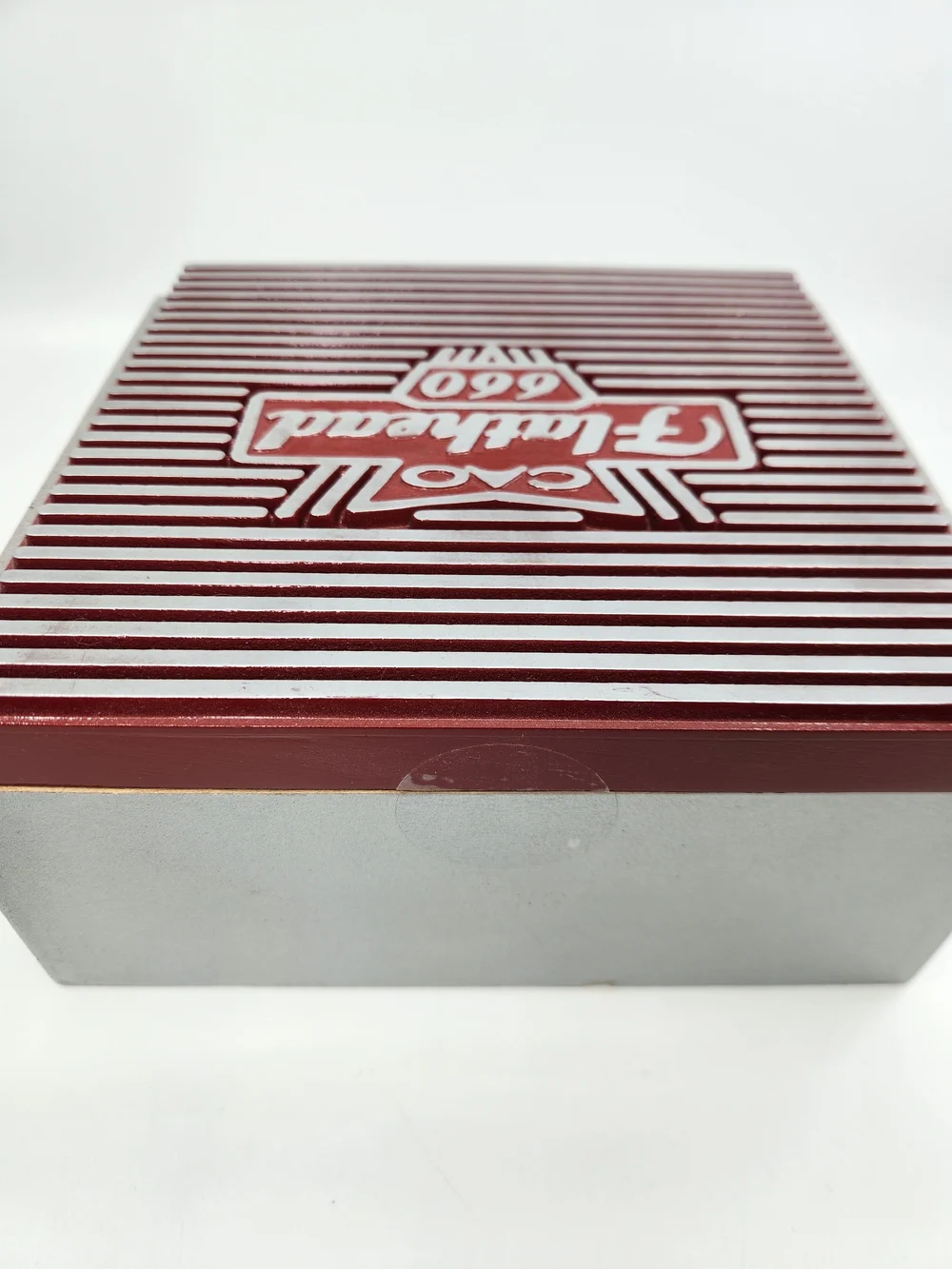 Flathead 660 Decorative Wood Cigar Box in Burgundy and Silver